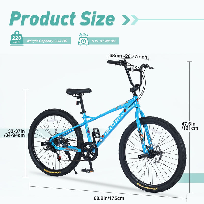 Load image into Gallery viewer, 26 Inch Freestyle Kids Bicycle with Double Disc Brakes for Ages 12+ - Perfect for Boys and Girls
