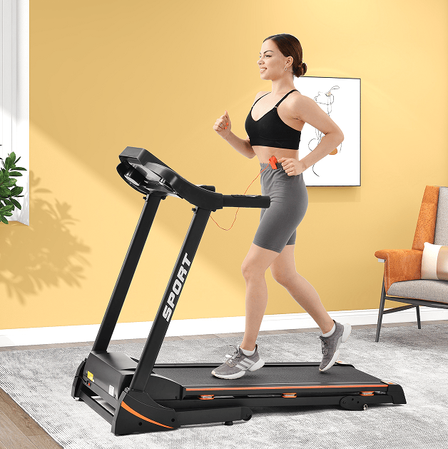 Load image into Gallery viewer, 330LBS Folding peloton Treadmill Aerobic Training 14.8KM/h Running Fitness LCD Display 5in 3.5HP motor, Medium Treadmill Home / Office adult men and women
