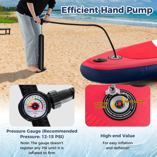 Inflatable Paddle Board with Removable Fin and Backpack