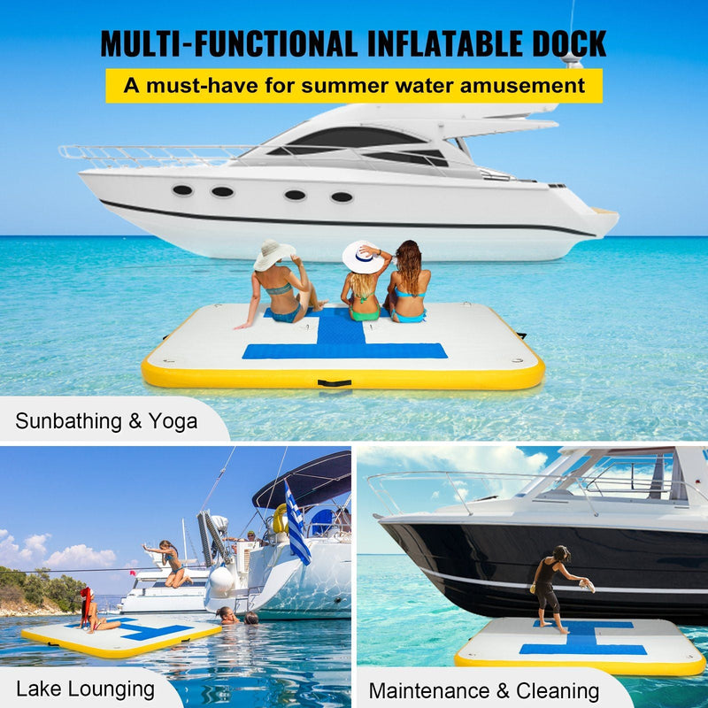 Load image into Gallery viewer, 8x5 ft Inflatable Floating Dock Platform with Electric Air Pump
