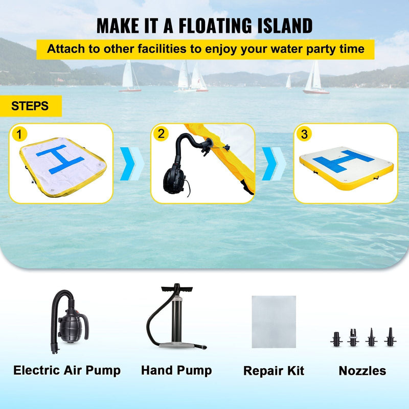 Load image into Gallery viewer, 8x5 ft Inflatable Floating Dock Platform with Electric Air Pump
