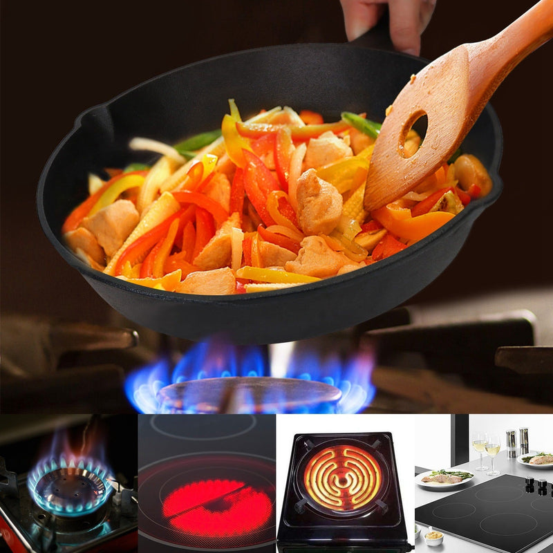 Load image into Gallery viewer, 3Pcs Pre-Seasoned Cast Iron Skillet Set 6/8/10in Non-Stick Oven Safe Cookware Heat-Resistant Frying Pan
