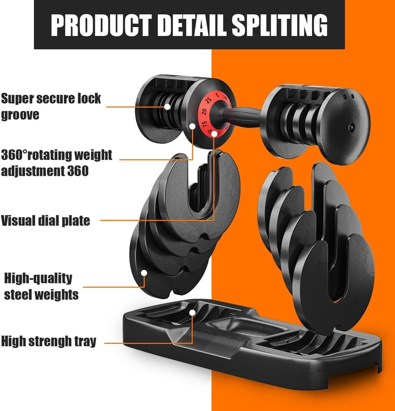 Load image into Gallery viewer, 25LB 5 in 1 Single Adjustable Dumbbell Free Dumbbell Weight Adjust with Anti-Slip Metal Handle, Ideal for Full-Body Home Gym Workouts
