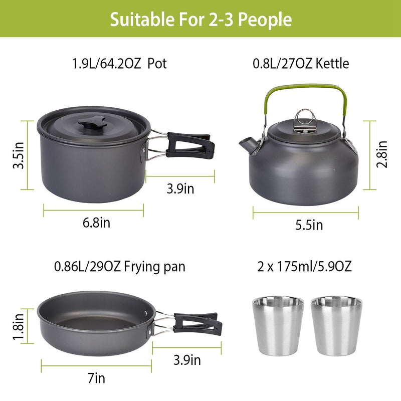 Load image into Gallery viewer, 12Pcs Camping Cookware Set Camping Stove Aluminum Pot Pans Kit

