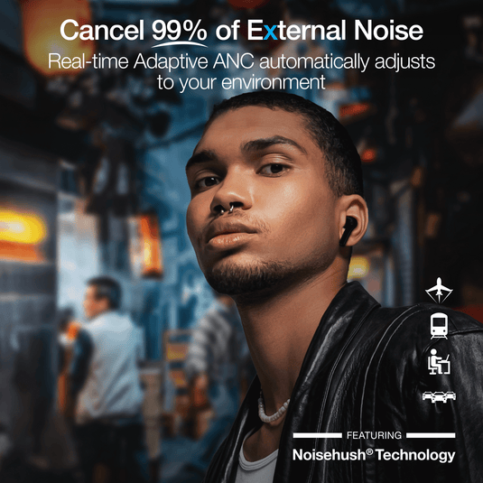 Active Noise Cancelling True Wireless Earbuds with Wireless Charging Case