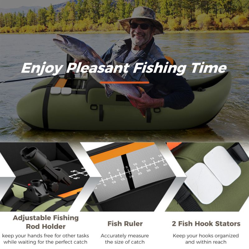 Load image into Gallery viewer, Inflatable Fishing Float Tube with Pump Storage Pockets and Fish Ruler
