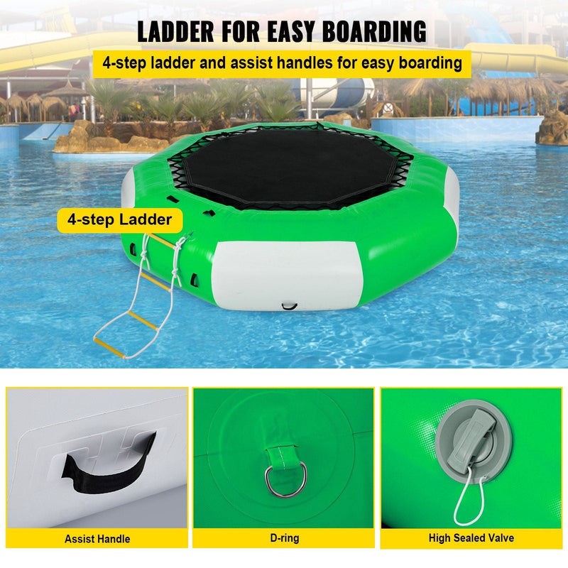 Load image into Gallery viewer, 10FT Inflatable Water Trampoline with Ladder – Round Water Bouncer
