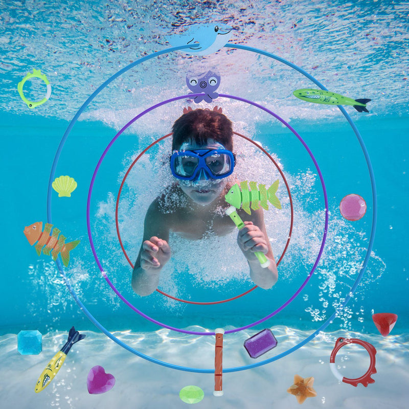 Load image into Gallery viewer, 24PCS Kids Diving Pool Toys Set – Rings, Torpedoes, Volleyball
