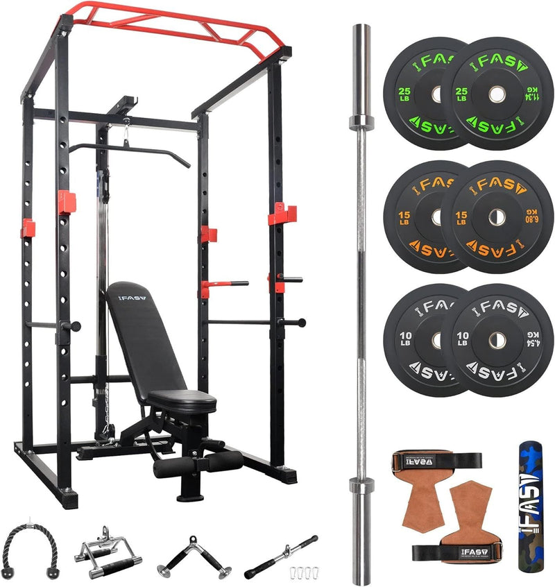 Load image into Gallery viewer, 1000 lbs. capacity Multi-functional Power Cage, Home Adjustable Pullup Squat Rack Comprehensive Fitness Barbell Rack
