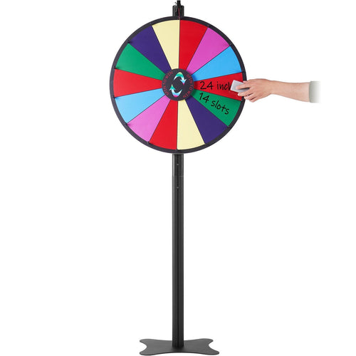24-inch Prize Wheel, 14 Slots Spinning Wheel, Roulette Wheel with a Dry Erase and 2 Markers, Tabletop or Floor Standing