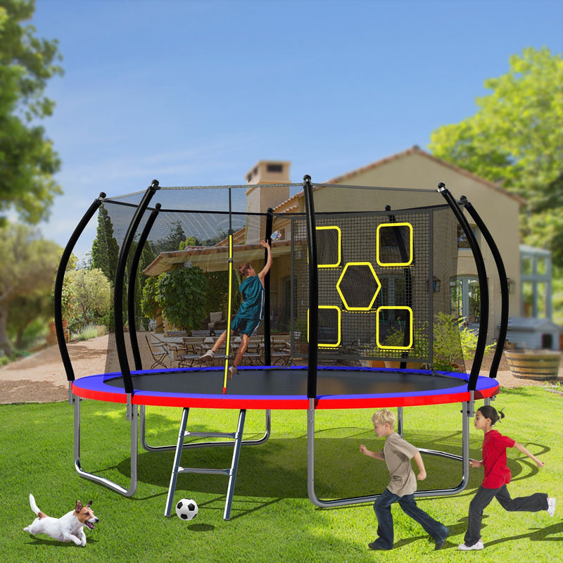 Load image into Gallery viewer, 12FT Trampoline with Enclosure - Recreational Trampolines with Ladder, ASTM Approval Outdoor Trampoline for Kids
