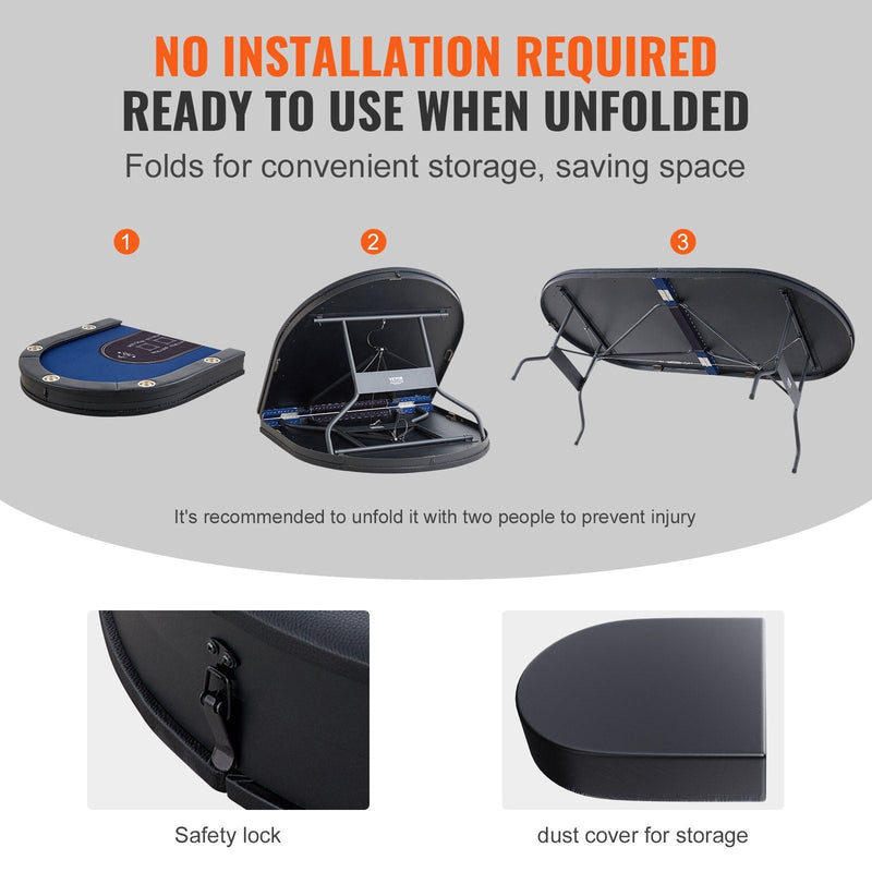 Load image into Gallery viewer, 10 Player Foldable Poker Table, Blackjack Texas Holder Poker Table with Padded Rails and Stainless-Steel Cup Holders,
