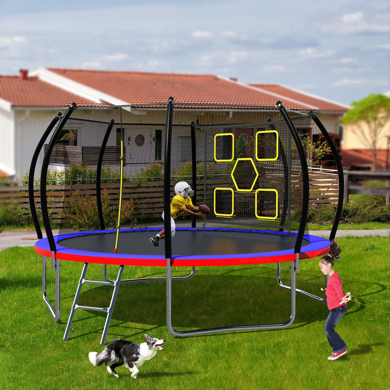 Load image into Gallery viewer, 14FT Trampoline, Outdoor Trampolines for Kids and Adults, Recreational Trampoline with Enclosure Net &amp; Ladder, Round Trampoline ASTM Approved

