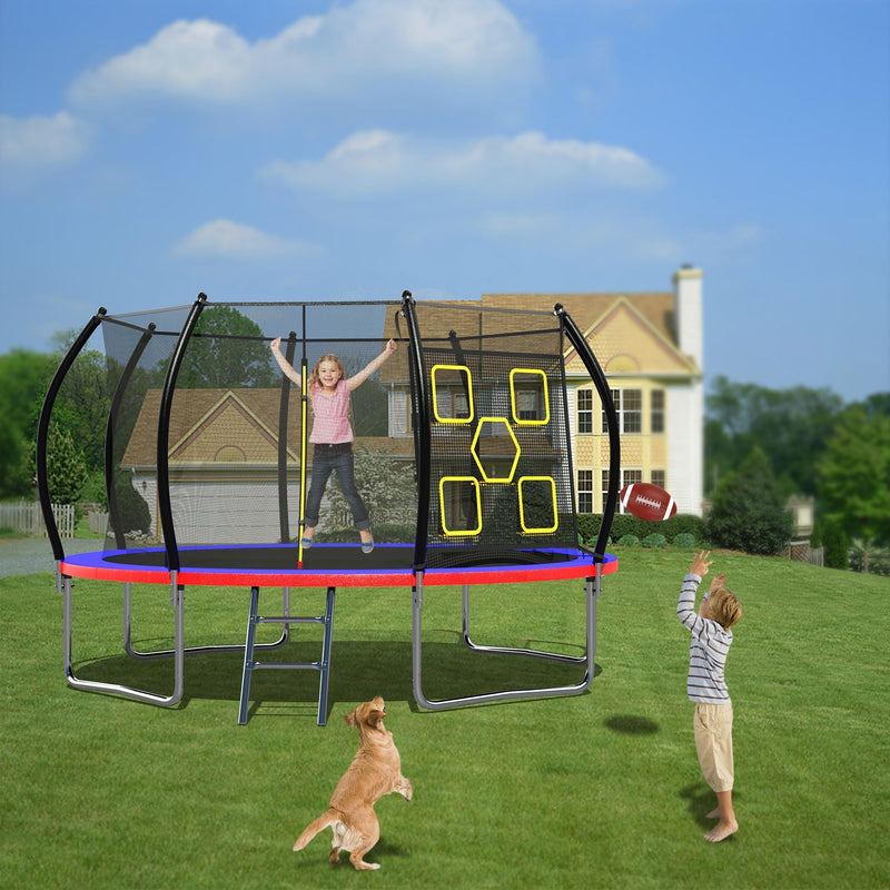 Load image into Gallery viewer, 12FT Trampoline with Enclosure - Recreational Trampolines with Ladder, ASTM Approval Outdoor Trampoline for Kids
