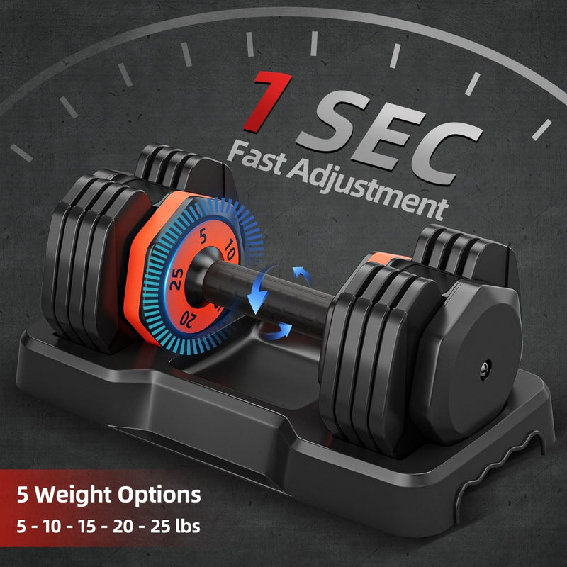 Load image into Gallery viewer, 25LB 5 in 1 Single Adjustable Dumbbell Free Dumbbell Weight Adjust with Anti-Slip Metal Handle, Ideal for Full-Body Home Gym Workouts
