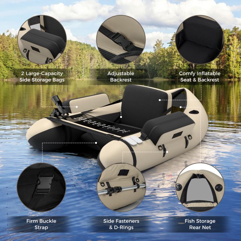 Load image into Gallery viewer, Inflatable Fishing Float Tube with Pump Storage Pockets and Fish Ruler
