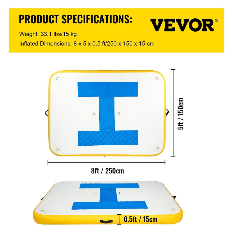 Load image into Gallery viewer, 8x5 ft Inflatable Floating Dock Platform with Electric Air Pump
