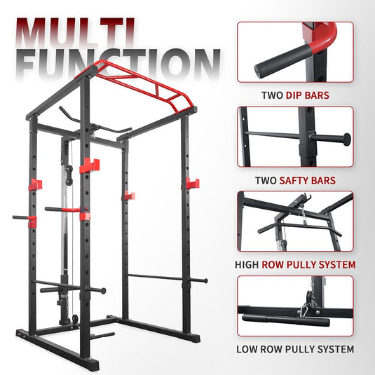 1000 lbs. Multi-functional Power Cage, Home Adjustable Pull up power Rack Comprehensive Fitness Barbell Rack
