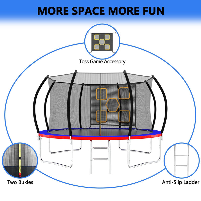 Load image into Gallery viewer, 12FT Trampoline with Enclosure - Recreational Trampolines with Ladder, ASTM Approval Outdoor Trampoline for Kids
