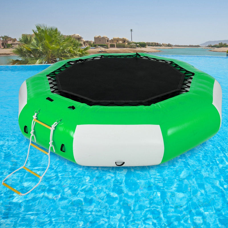 Load image into Gallery viewer, 10FT Inflatable Water Trampoline with Ladder – Round Water Bouncer
