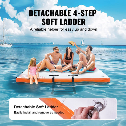 10x8FT Inflatable Floating Dock Platform – Non-Slip Water Raft