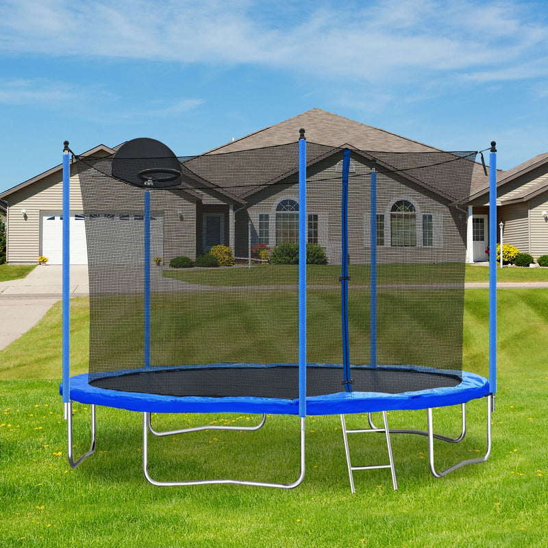 Load image into Gallery viewer, 12FT Trampoline with Safety Enclosure and Ladder - Perfect for Kids and Adults, Includes Basketball Hoop
