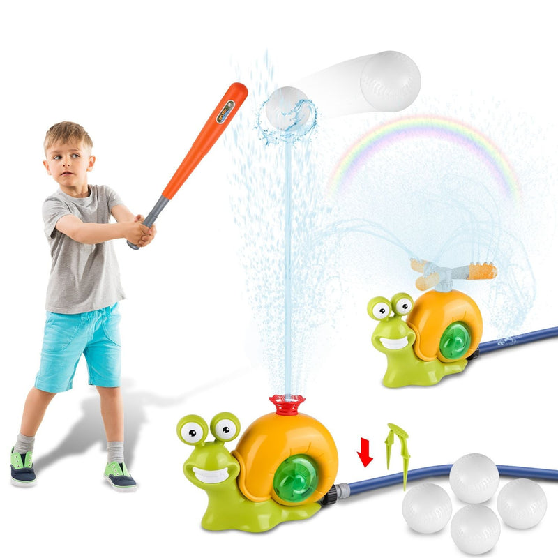 Load image into Gallery viewer, 2-in-1 Snail Baseball Sprinkler – Rotating Summer Water Toy
