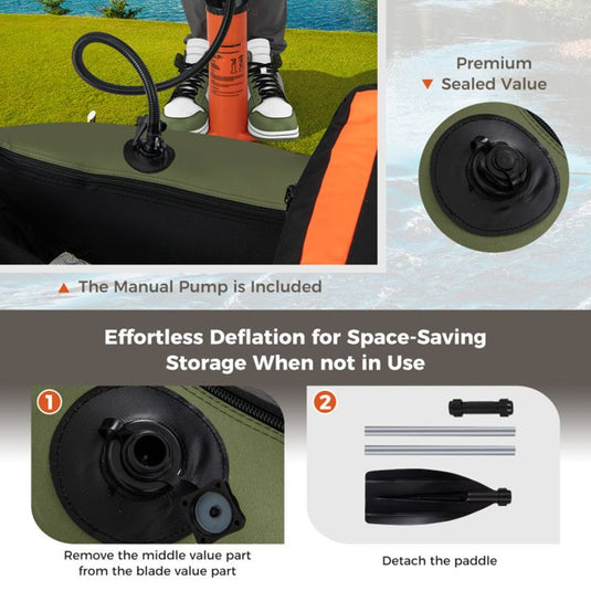 Inflatable Fishing Float Tube with Pump Storage Pockets and Fish Ruler