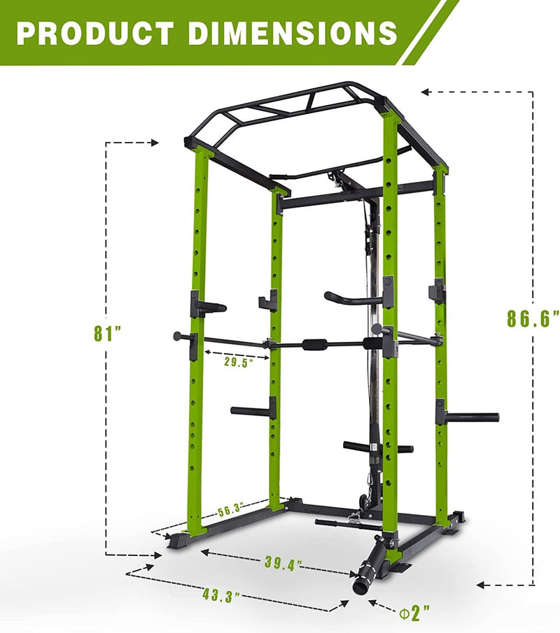 Load image into Gallery viewer, 210lb Green Home Gym Set Multi-functional Power Cage, Home Adjustable Pullup power Rack 1000Lbs Capacity Comprehensive Fitness Barbell Rack
