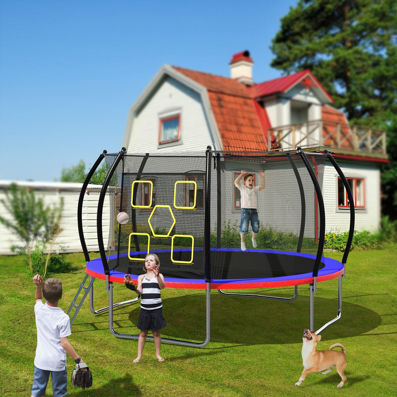 Load image into Gallery viewer, 12FT Trampoline with Enclosure - Recreational Trampolines with Ladder, ASTM Approval Outdoor Trampoline for Kids
