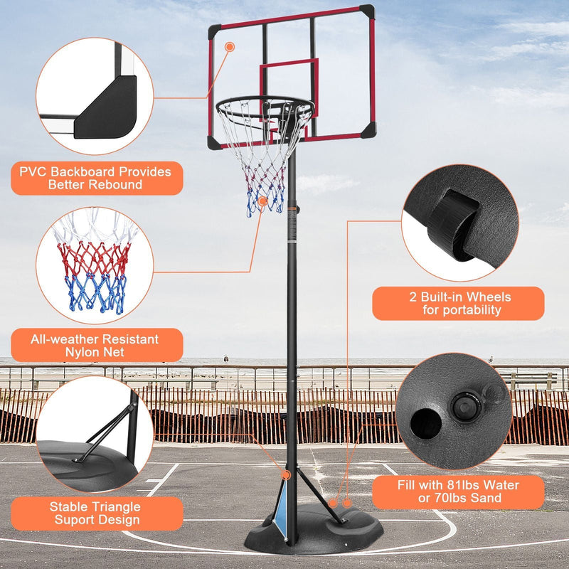 Load image into Gallery viewer, Adjustable Portable Basketball Hoop with 32&quot; Backboard for Indoor &amp; Outdoor Play 7.5ft - 9.2ft
