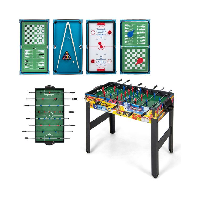 Load image into Gallery viewer, 12-in-1 Combo Game Table Set with Foosball Air Hockey Pool Chess and Ping Pong
