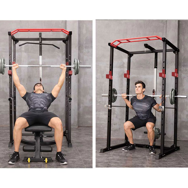 Load image into Gallery viewer, 1000 lbs. capacity Multi-functional Power Cage, Home Adjustable Pullup Squat Rack Comprehensive Fitness Barbell Rack
