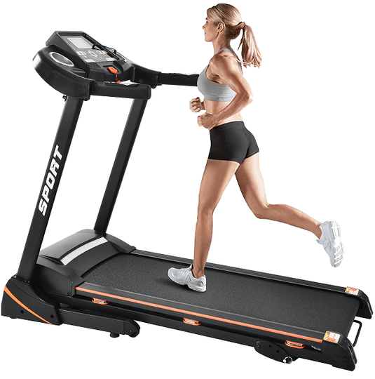330LBS Folding peloton Treadmill Aerobic Training 14.8KM/h Running Fitness LCD Display 5in 3.5HP motor, Medium Treadmill Home / Office adult men and women