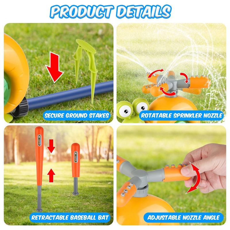 Load image into Gallery viewer, 2-in-1 Snail Baseball Sprinkler – Rotating Summer Water Toy
