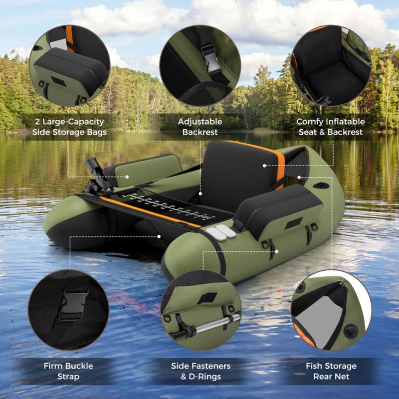 Load image into Gallery viewer, Inflatable Fishing Float Tube with Pump Storage Pockets and Fish Ruler
