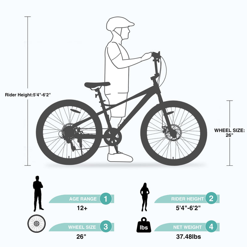 Load image into Gallery viewer, 26 Inch Freestyle Kids Bicycle with Double Disc Brakes for Ages 12+ - Perfect for Boys and Girls
