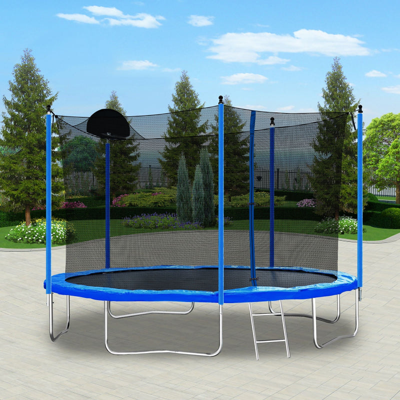 Load image into Gallery viewer, 12FT Trampoline with Safety Enclosure and Ladder - Perfect for Kids and Adults, Includes Basketball Hoop
