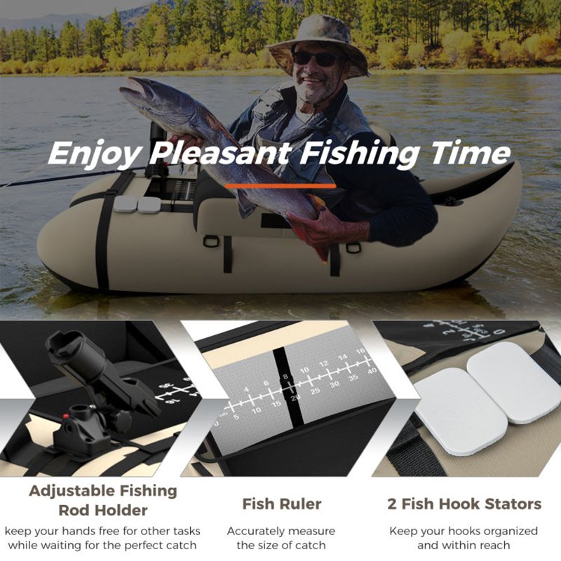 Load image into Gallery viewer, Inflatable Fishing Float Tube with Pump Storage Pockets and Fish Ruler
