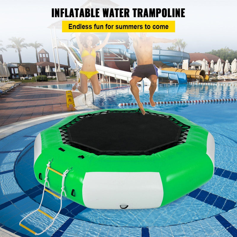 Load image into Gallery viewer, 10FT Inflatable Water Trampoline with Ladder – Round Water Bouncer
