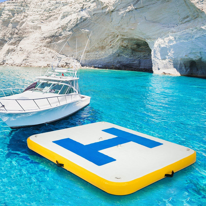Load image into Gallery viewer, 8x5 ft Inflatable Floating Dock Platform with Electric Air Pump

