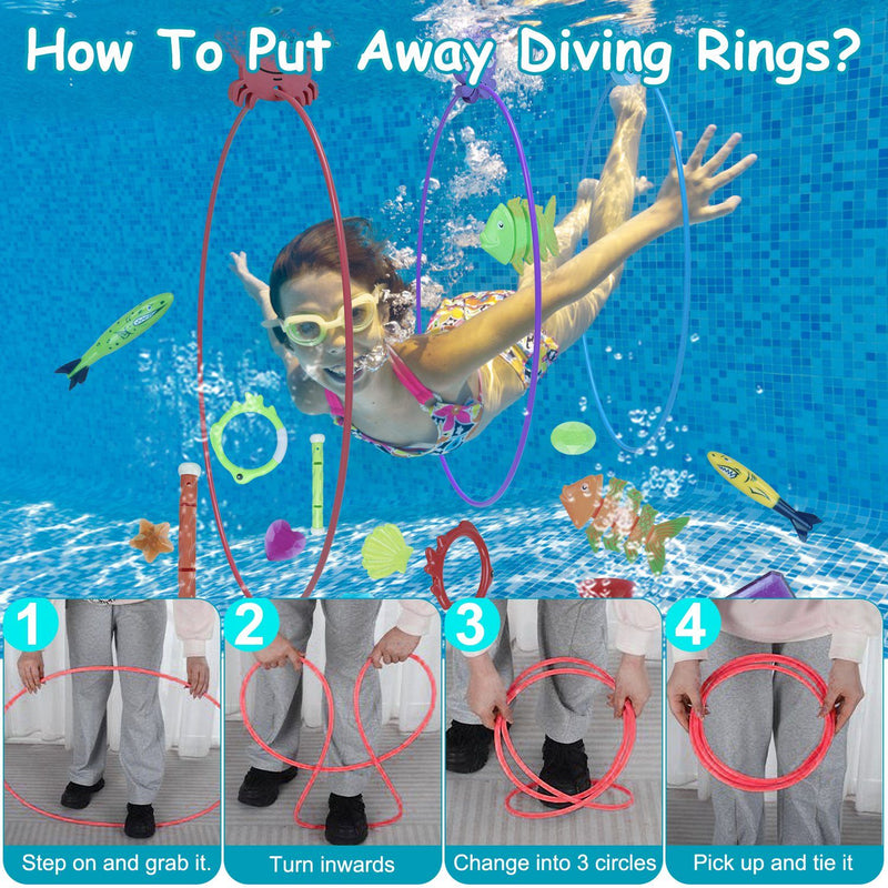 Load image into Gallery viewer, 24PCS Kids Diving Pool Toys Set – Rings, Torpedoes, Volleyball
