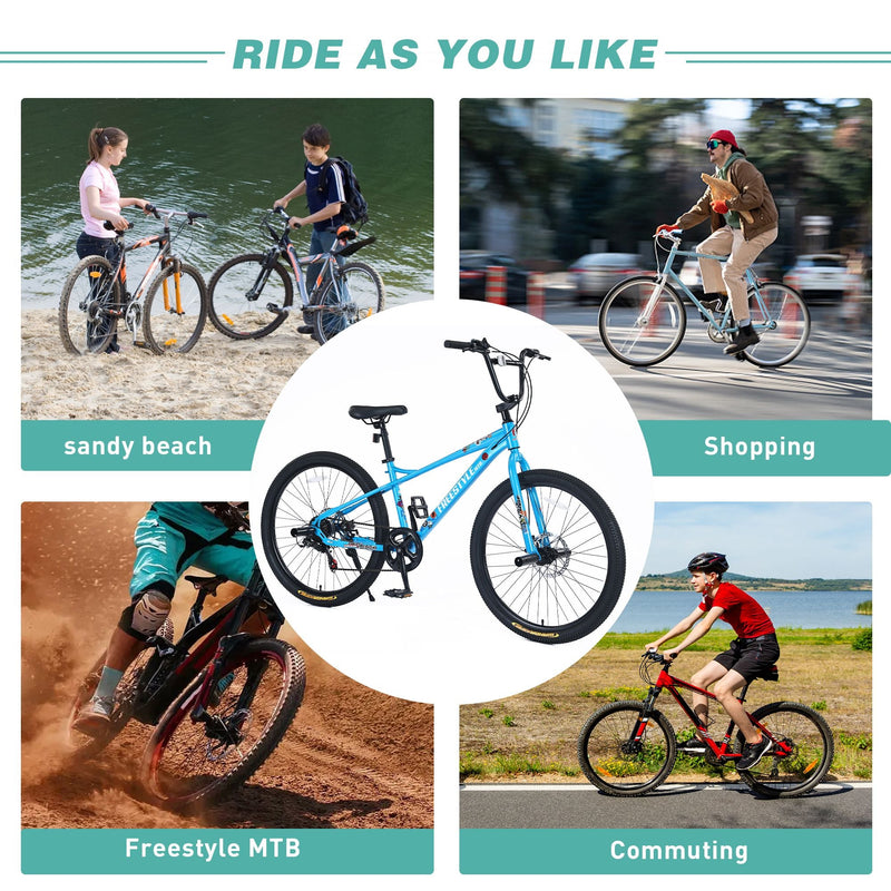 Load image into Gallery viewer, 26 Inch Freestyle Kids Bicycle with Double Disc Brakes for Ages 12+ - Perfect for Boys and Girls
