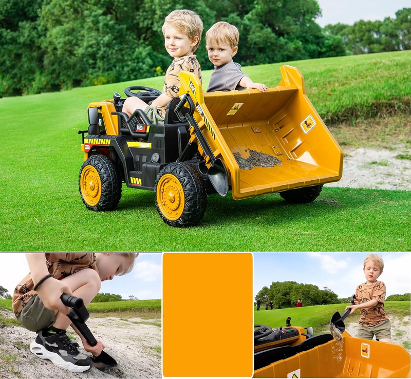 Load image into Gallery viewer, 12V Dump Truck Ride-On Toy - Perfect for Little Construction Workers!

