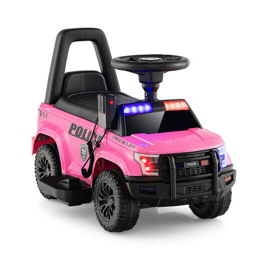 Load image into Gallery viewer, Dur6V Kids Police Car with Real Megaphone and Flashing Lights-Pink
