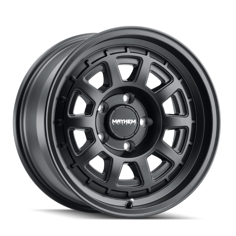 Load image into Gallery viewer, Mayhem 8303 Voyager 17x8.5 / 6x139.7 BP / 0mm Offset / 106mm Hub Matte Black Wheel
