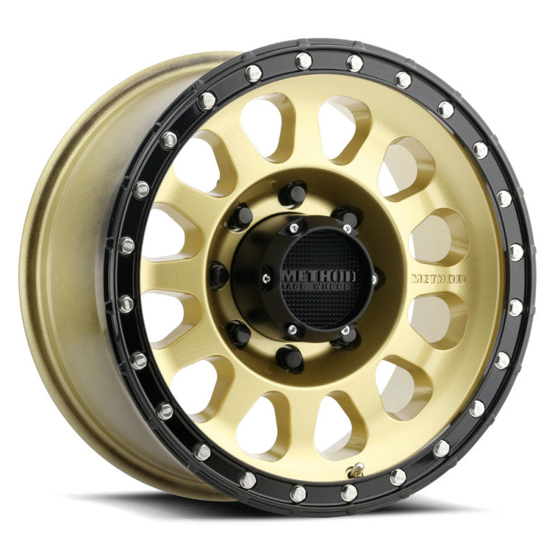 Load image into Gallery viewer, Method MR315 17x8.5 +25mm Offset 8x6.5 130.81mm CB Gold/Black Street Loc Wheel
