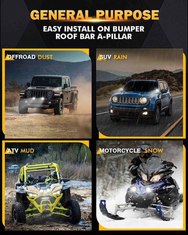 Load image into Gallery viewer, P4 Series | 4 Inch 90W 9000LM Round LED Driving Lights Flood White Pod Lights
