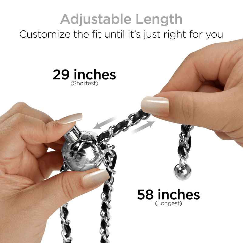 Load image into Gallery viewer, HyperGear TECHcessories Silver Chain with Black Vegan Leather Universal Crossbody Phone Strap
