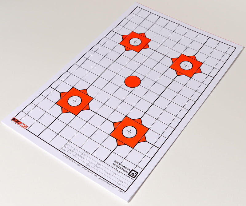 Load image into Gallery viewer, EZ2C Targets #7: Four Bullseye Plus Sight in 11”x17” Made in USA
